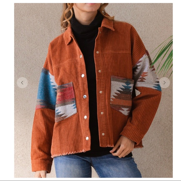 49 Boho Style Most Fabulous Boho Chic Aztec Contrast Corduroy Jacket - Picture 1 of 5